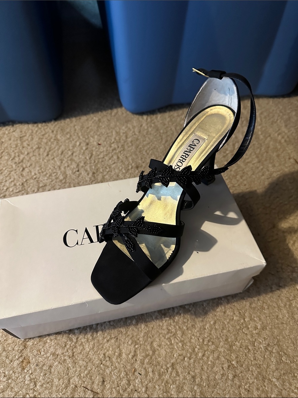 Caparros Black Bow-Embellished Slingback Heels
